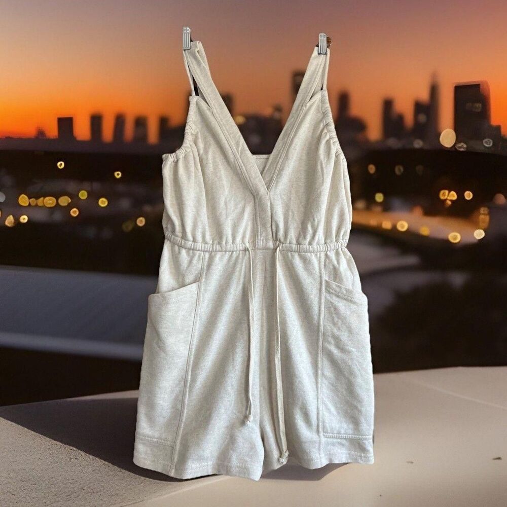 Daily Practice Anthropologie Playa Del Amore Terry Romper Jumpsuit Beige Size S